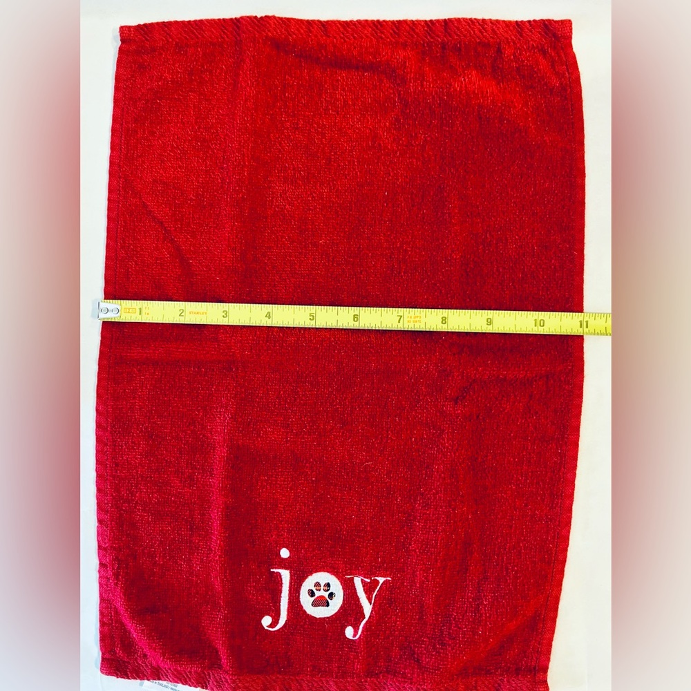 3 pc Essential Home Red Hand Towel Set Stitched Black Lab Dog paw print - Picture 7 of 13